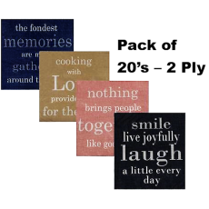 Serviettes, 2 Ply - 33cm - Sayings